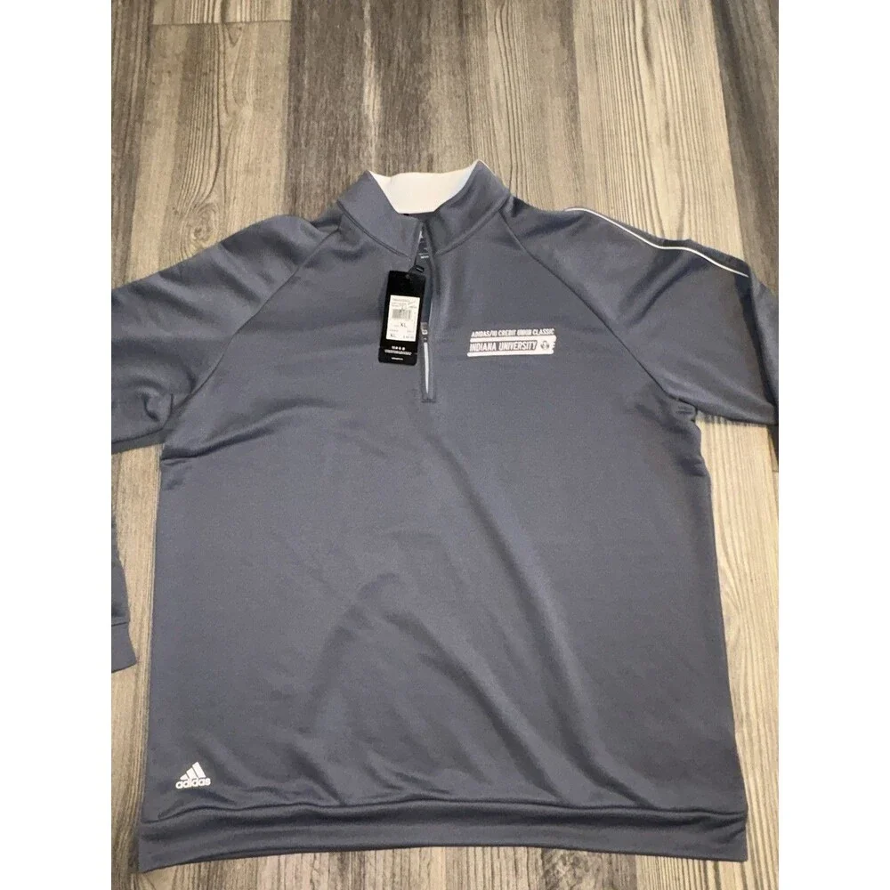 NWT Adidas 1/4 Zip Pullover Shirt Mens XL Indiana University Logo Performance